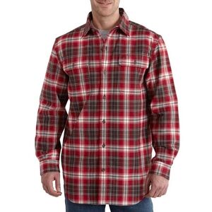 Carhartt "Hubbard Plaid Shirt" Original Fit Flannel Red Brown White, Men's XL
